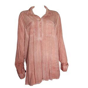 Lane Bryant Top Womens‎ Plus Size 18/20 Solid All Pink Collared Long Sleeve